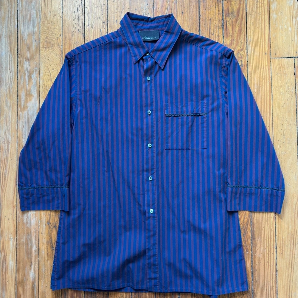 3.1 Phillip Lim Blue and Navy Striped Shirt Unisex